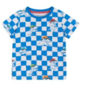Andy & Evan Blue Check Dino T-shirt